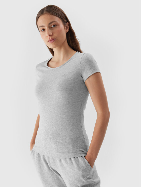 4F 4F Футболка 4FAW23TTSHF0906 Сірий Slim Fit