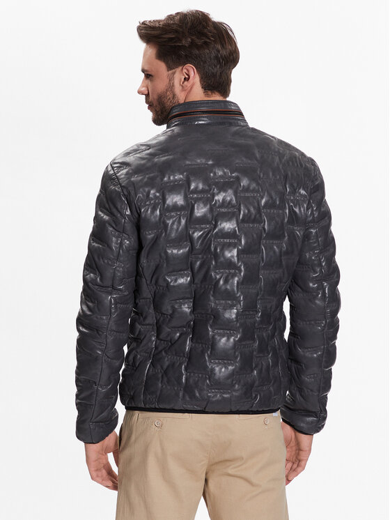 Milestone Milestone Kurtka skórzana 991019 60080 Czarny Regular Fit