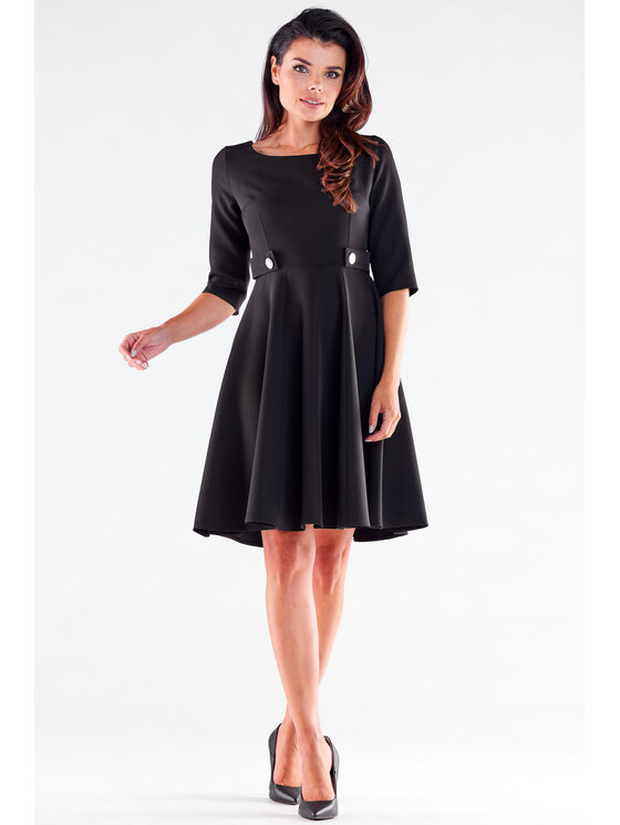 Awama Awama Sukienka koktajlowa A520 Czarny Basic Fit