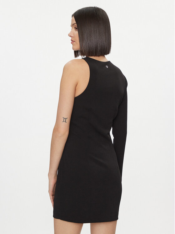Please Please Φόρεμα κοκτέιλ A1YFCFR000 Μαύρο Slim Fit