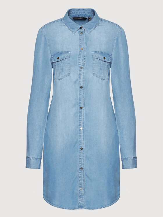 Vero Moda Vero Moda Džinsinė suknelė Silla 10184172 Mėlyna Regular Fit