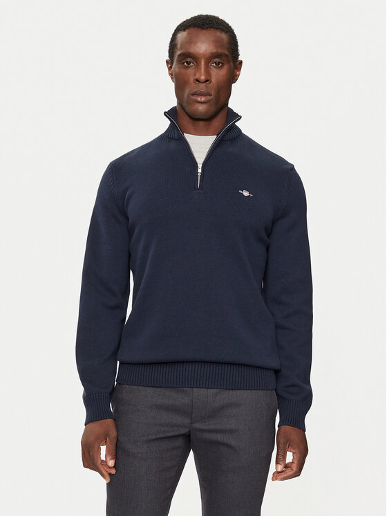 Gant Džemper Casual Cotton Half Zip 8030170 Tamnoplava Regular Fit