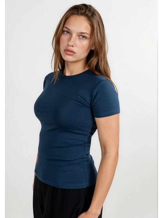 DKaren Sport DKaren Sport Bluzka DK31 Krótki Granatowy Classic Fit