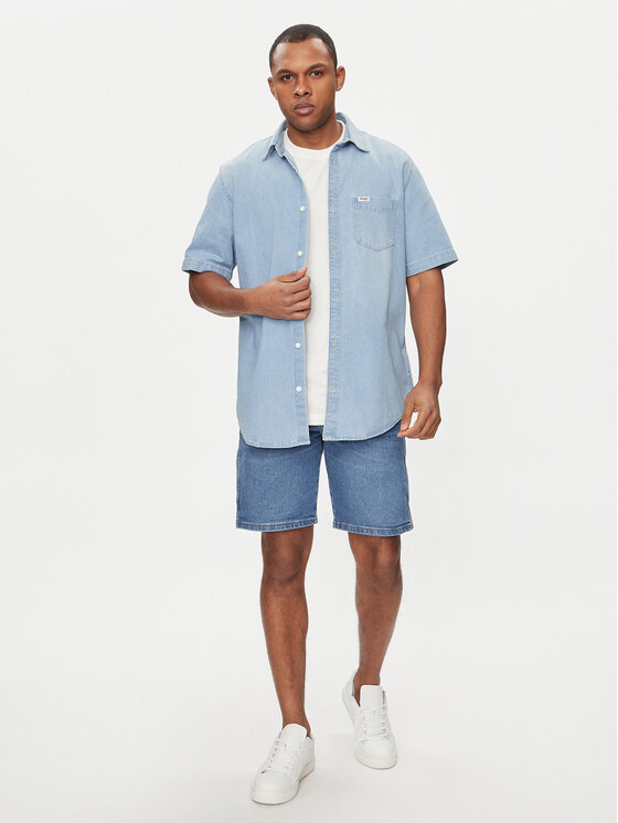 Wrangler Wrangler džinsiniai marškiniai 112350184 Mėlyna Regular Fit