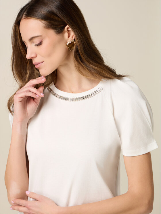 Oltre Oltre T-Shirt G095J004332N011 Biały Regular Fit