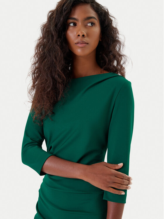 Rinascimento Rinascimento Kokteiļkleita CFC0126154003 Zaļš Slim Fit