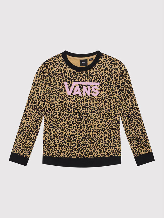 Vans Majica Dugih Rukava Leopard Sport Crew VN0A7RRL Smeđa Regular Fit