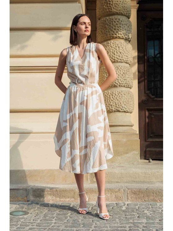 EMOI EMOI Spódnica midi beżowa midi Beżowy Feminine Fit