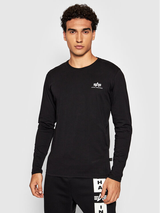 Alpha Industries S dlhými rukávmi Basic Small Logo 198517 Čierna Regular Fit