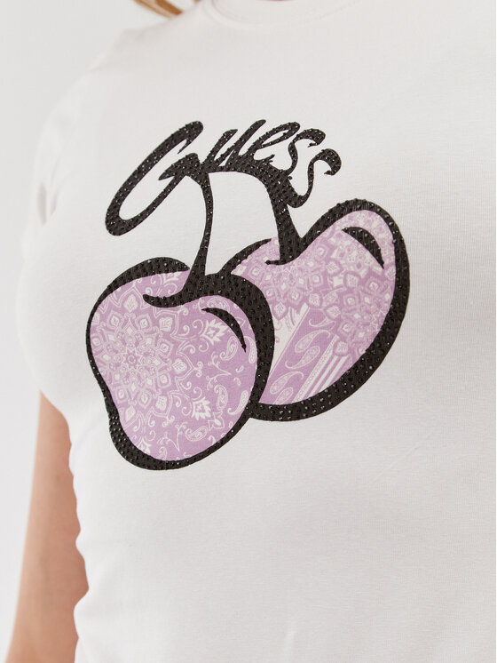 Guess Guess T-shirt W3BI16 KA0Q1 Écru Slim Fit