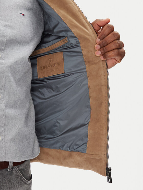 Milestone Milestone Кожено яке MSTurner 531624 60705 Бежов Regular Fit