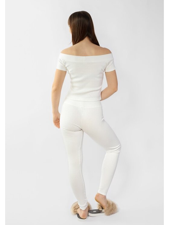 DKaren Sport DKaren Sport Komplet bluzka i spodnie Bayo Écru Slim Fit