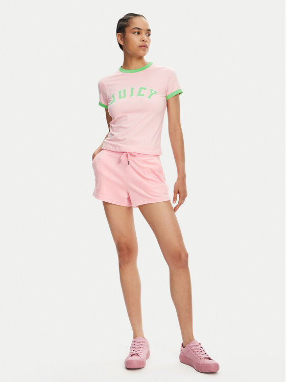 Juicy Couture Juicy Couture Футболка Collegiate Ringer JCWCT125320 Рожевий Slim Fit