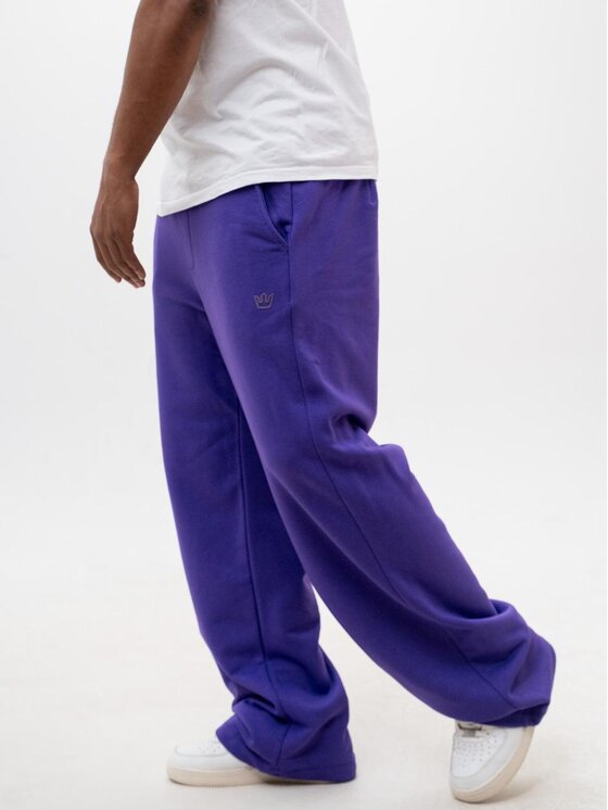 Jigga Wear Jigga Wear Spodnie dresowe Spodnie Dresowe Baggy Męskie Fioletowe Jigga Wear Simple Crown XXL Fioletowy Baggy Fit