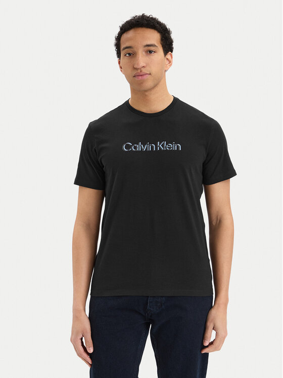 Calvin Klein Tricou SS 30s EU LV04LG809G Negru Slim Fit