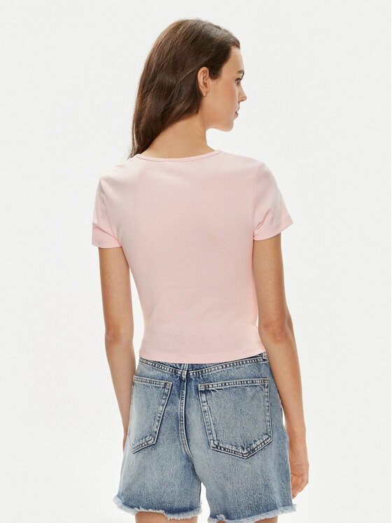 Gina Tricot Gina Tricot T-Shirt Basic 17957 Różowy Slim Fit