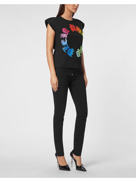 PHILIPP PLEIN PHILIPP PLEIN Tank top 14683 Czarny Skin Tight Fit