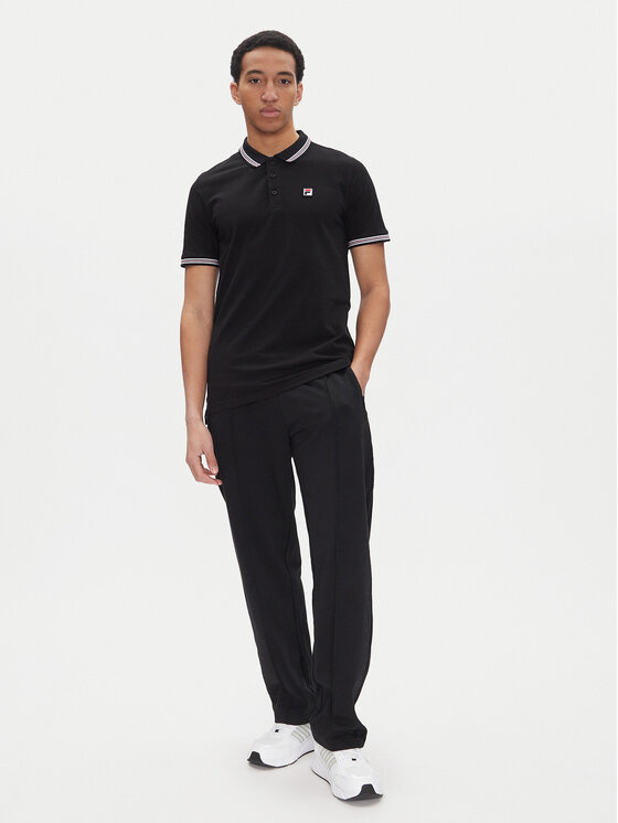 Fila Fila Тениска с яка и копчета Lubeek FAM0898 Черен Regular Fit