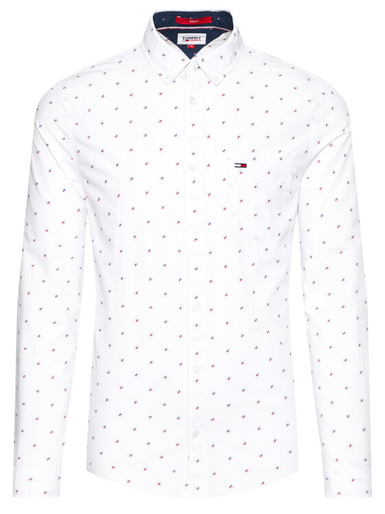 Tommy Jeans Marškiniai Dobby DM0DM10153 Balta Slim Fit • Modivo.lt