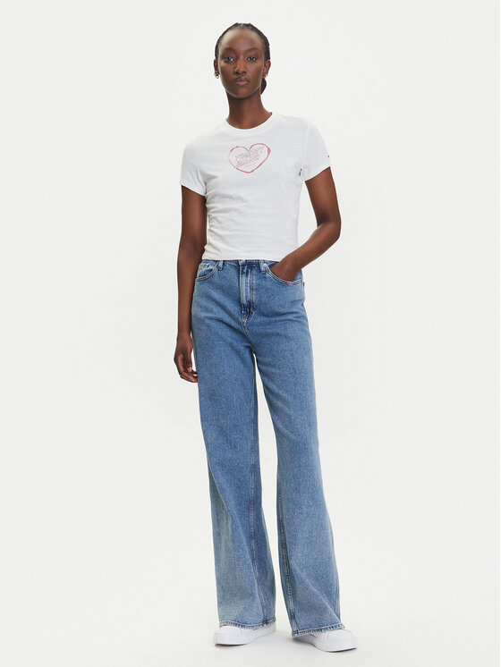 Tommy Jeans Tommy Jeans T-Shirt Heart DW0DW21390 Biały Slim Fit