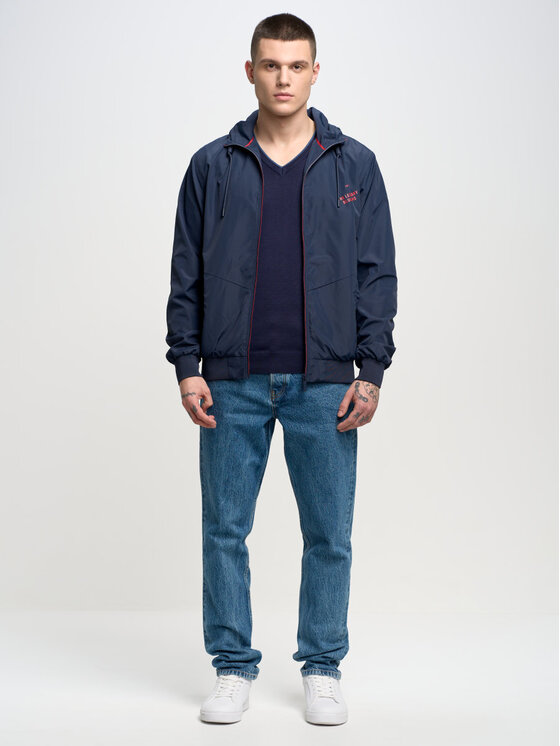 BIG STAR BIG STAR Sweter VASON_403_160 Granatowy Basic Fit