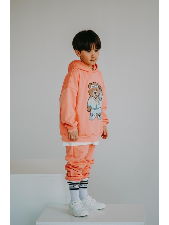 Bejbi Story Bejbi Story Bluza Bluza oversize Funky Teddy z kapturem Pomarańczowy Oversize
