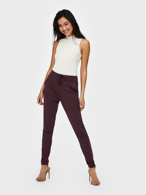 ONLY ONLY Spodnie materiałowe Poptrash 15115847 Bordowy Regular Fit