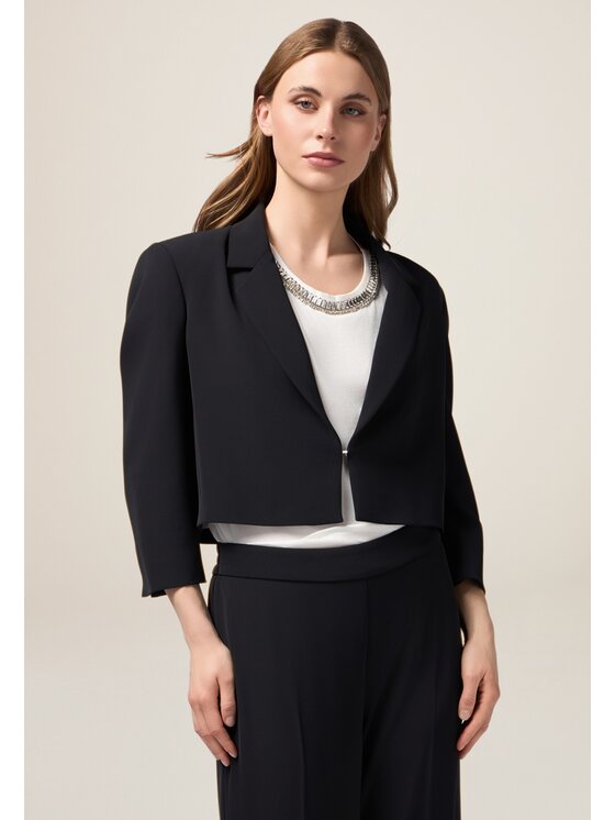 Oltre Oltre Marynarka Q776R004549N033 Czarny Cropp Fit
