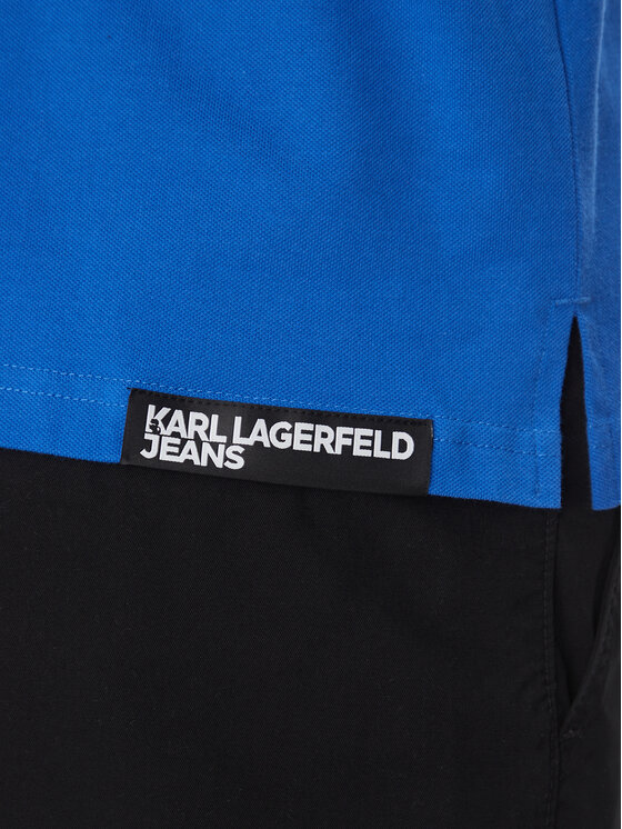 KARL LAGERFELD KARL LAGERFELD Тениска с яка и копчета A2M17094 Син Regular Fit