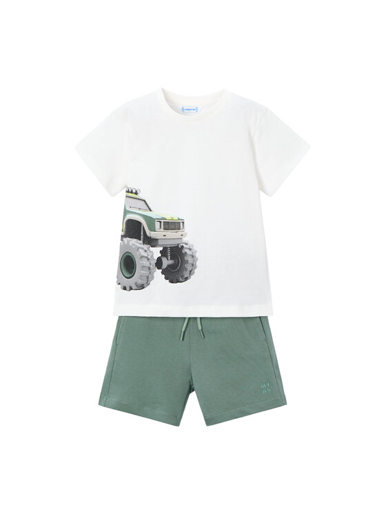 Mayoral Set tricou și pantaloni scurți 3605 Alb Regular Fit