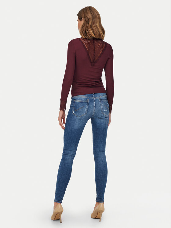 ONLY ONLY Μπλουζάκι Tilde 15207788 Μπορντό Stretch Fit