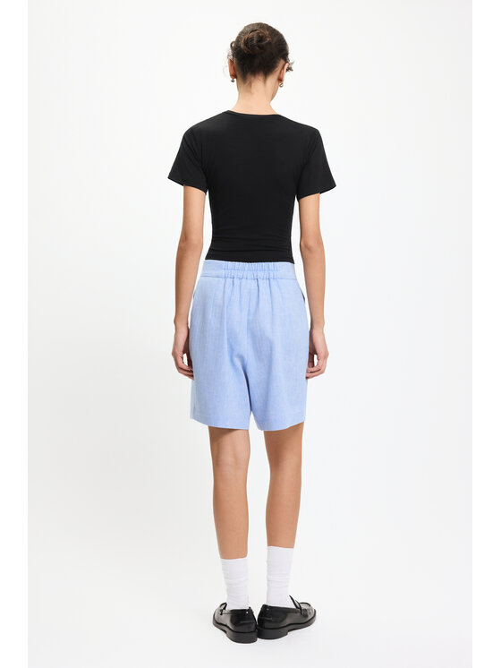 BENU BENU Szorty materiałowe Lniane Niebieski Regular Fit