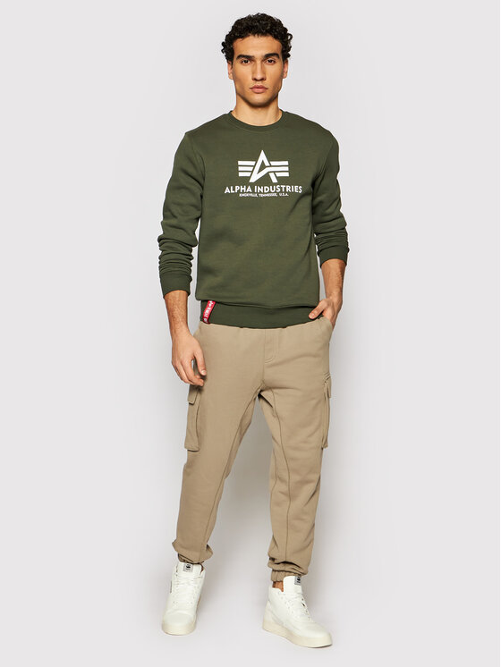 Alpha Industries Mikina Fit 178302 Basic Zelená Regular Sweater