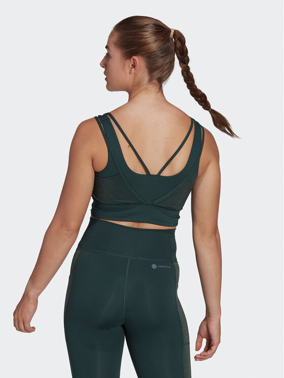 adidas adidas Αθλητικό σουτιέν Powerimpact Training Medium-Support Shiny Bra HM7886 Πράσινο