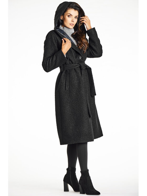 Awama Awama Płaszcz A680 Czarny Basic Fit