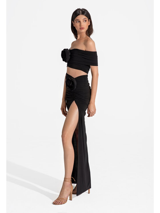 sax35th sax35th Spódnica maxi ROSA Czarny Slim Fit
