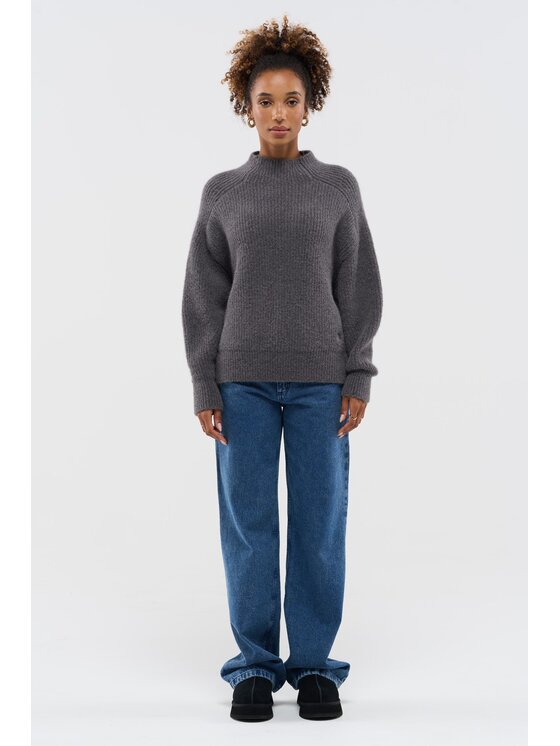 BENU BENU Sveter Z WEŁNY ALPAKI AW25 Sivá Oversize