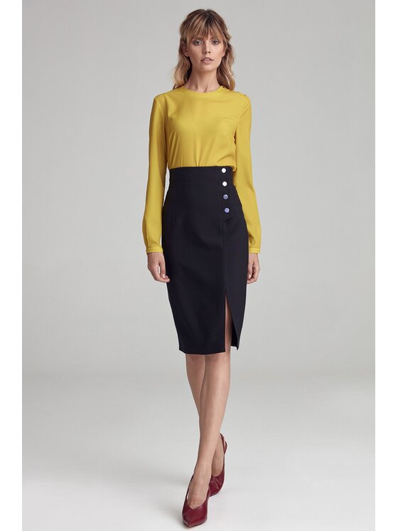 NIFE NIFE Midi sukně SP79 Černá Regular Fit
