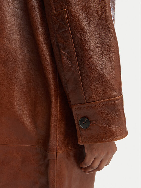 MAX&Co. MAX&Co. Kožený plášť Doppia 2616471021200 Hnědá Regular Fit