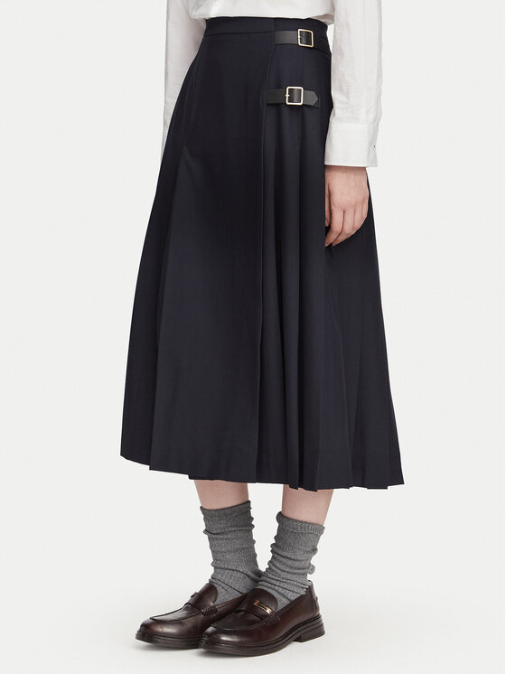 Barbour Fustă plisată Delilah LSK0174NY99 Bleumarin Relaxed Fit