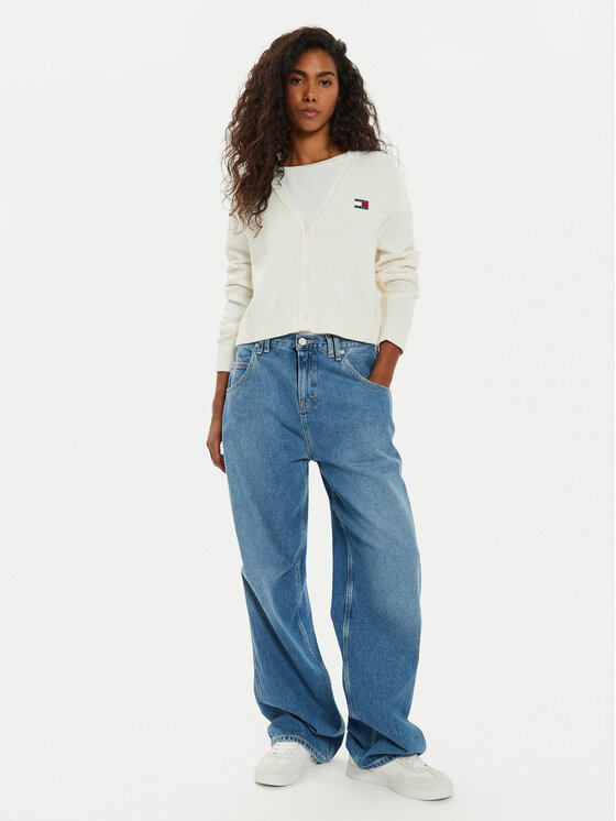 Tommy Jeans Tommy Jeans Pletena jopica Essential Badge DW0DW19913 Bela Relaxed Fit