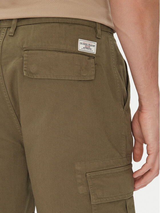 Guess Jeans Guess Jeans Šortky z materiálu M5GD45 WGCV1 Khaki Regular Fit