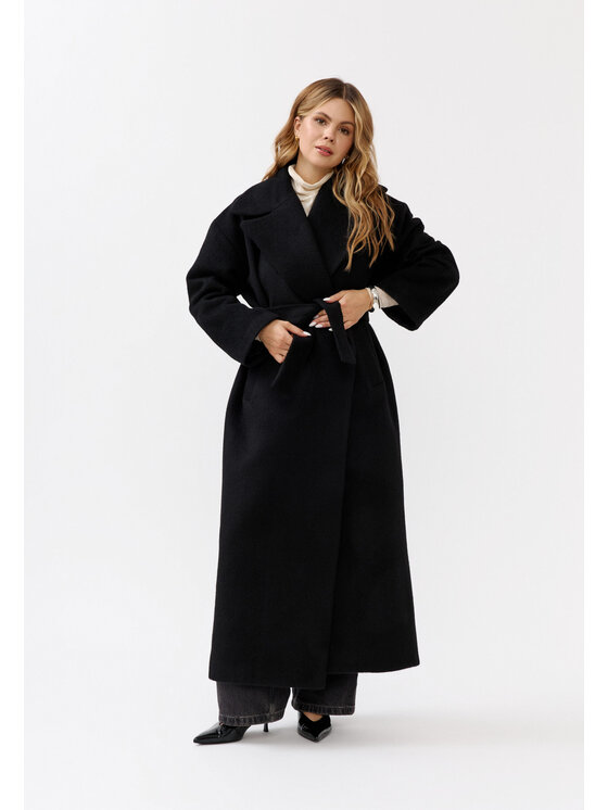 Mirons Mirons Płaszcz wełniany 08 Czarny Oversize