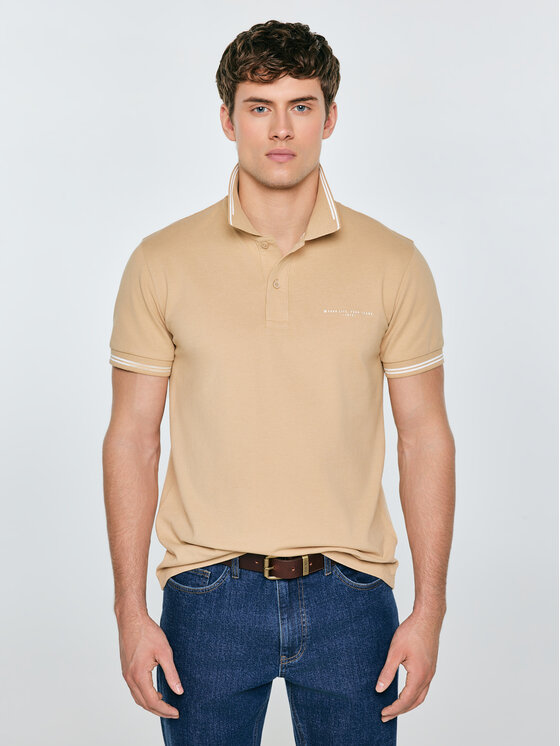 BIG STAR BIG STAR Polo WLADYM Beżowy Basic Fit