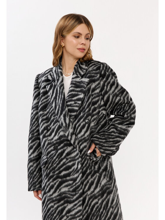 Mirons Mirons Płaszcz przejściowy print Czarny Oversize