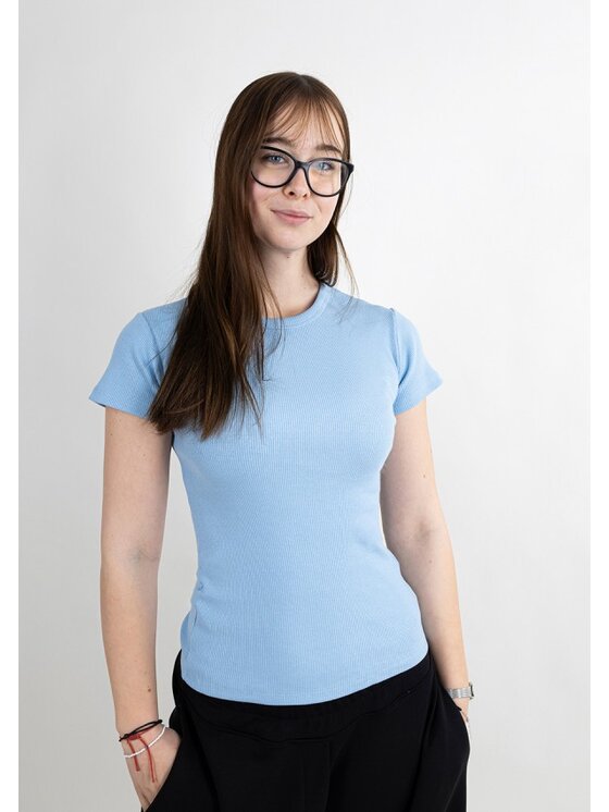 DKaren Sport DKaren Sport Bluzka DK33 Krótki Niebieski jasny Classic Fit