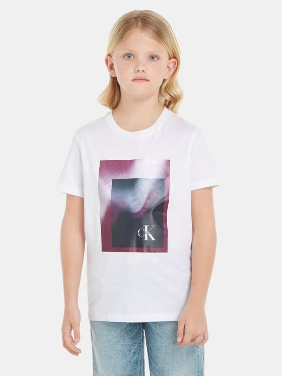 Calvin Klein Jeans T-shirt Hyper Spray Monogram IU0IU00522 Bijela Regular Fit