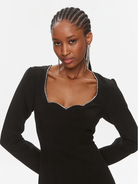 Nissa Nissa Kokteilikleit RS14259 Must Slim Fit