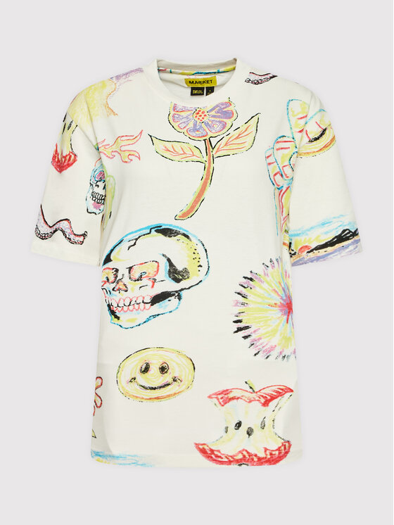 Market Market Majica Unisex SMILEY Market Coloring 399001096 Bela Relaxed Fit