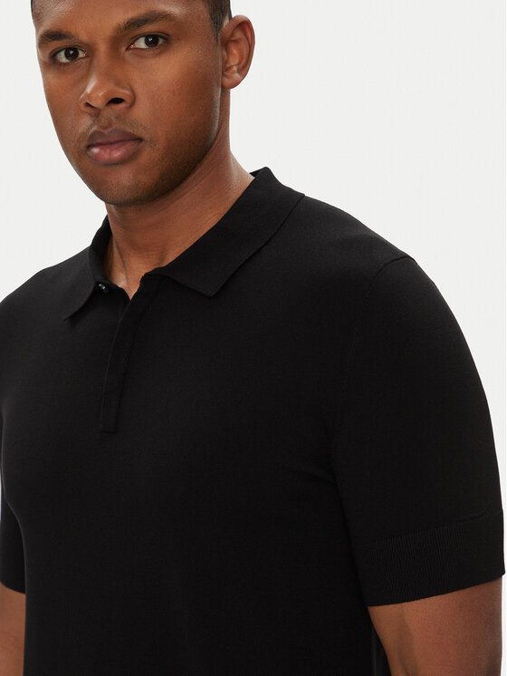 HUGO HUGO Тениска с яка и копчета San Peter-CV 50536672 Черен Regular Fit